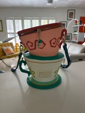 Loungefly Pink & Teal Stacked Teacup Crossbody Bag
